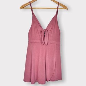 Urban Outfitters Tie-Front Skort Romper in Rose